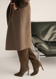Dark brown suede women's boots BUTYD-1208-1I(Z26)