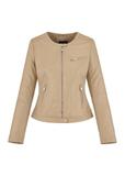 Women's beige leather jacket KURDS-0154-1187(W24)