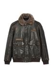 Brown leather jacket with collar KURMS-0380-2877(Z25)
