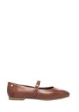 Brown leather ballet flats with strap BUTYD-1145-1H(Z26)