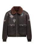 Brown men's sheepskin coat in aviator style KOZMP-0007-1I(Z26)