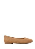 Women's suede ballet flats in beige BUTYD-1247-1B(W26)