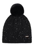 Black women's hat with pompom and sequins CZADT-0220-99(Z26)