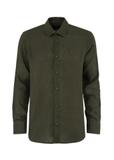 Dark green linen men's shirt KOSMT-0321-54(W24)