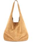 Beige suede women's shopper bag TORES-1177-1B(W26)