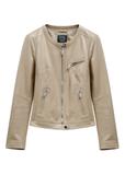 Beige women's genuine leather jacket KURDS-0154-1B(W26)