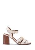 Women's cream leather sandals BUTYD-1177-0B(W26)