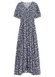 Long navy blue floral dress SUKDT-0191-7I(W26)
