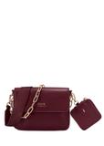 Burgundy women's messenger bag with chain TOREC-0767C-49(Z25)