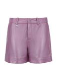 Women's lilac leather shorts SPODS-0007-1322(W23)