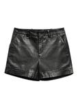 Women's black leather shorts SPODS-0007-99(KS)