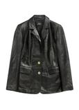 Women's black leather jacket PLUS SIZE KURDS-0645L-99(W26)