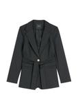 Women's black blazer with belt ZAKDT-0030-99(W26)