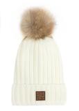 Cream women's hat with pompom CZADT-0066A-12(Z25)