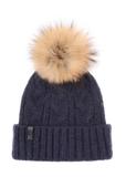 Women's navy blue cap with pompom CZADT-0044-68(Z23)