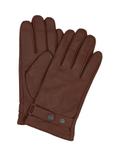 Cognac men's leather gloves with wool REKMS-0082-1F(Z26)