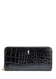 Large black leather women's wallet croco PORES-0955-99(W25)