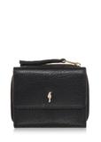 Small women's black leather foldable wallet PORES-0816-99(Z24)