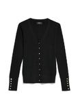 Black women's cardigan with buttons KARDT-0044-99(Z24)
