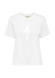 Cream women's T-shirt with logo TSHDT-0137-12(W25)