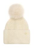 Beige women's hat with pompom CZADT-0217-1B(Z26)