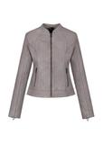 Lilac leather jacket with stitching for women KURDS-0504-1518(W24)