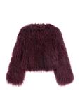 Burgundy short natural fur coat FUTDF-0104-4D(Z26)