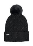 Black women's cap with pompom CZADT-0175-99(Z24)