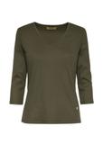 Women's khaki V-neck blouse LSLDT-0036-55(Z24)