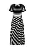 Black and white striped midi dress SUKDT-0182-99(W25)