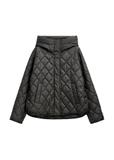 Black women's quilted jacket with hood KURDT-0588-99(Z26)
