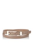 Thin beige leather women's belt PASDS-0150C-81(Z23)