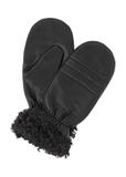 Women's black leather gloves REKDS-0072-99(Z24)