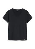Black V-neck T-shirt for women TSHDT-0118B-99(Z26)