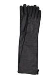Long leather black croco women's gloves REKDS-0088-9G(Z26)