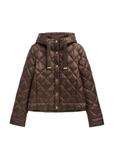 Brown short quilted women's jacket KURDT-0678-1H(Z26)