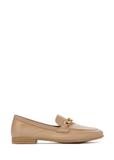 Leather dark beige women's loafers with chain BUTYD-0914-93(W25)