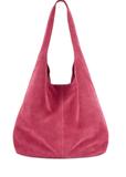 Women's fuchsia suede shopper bag TORES-1177-5E(W26)