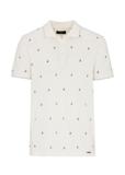 White polo with sailboat pattern men's POLMT-0071-11(W24)