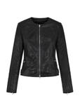 Women's black leather jacket KURDS-0478-1348(W24)