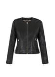 Women's classic black leather jacket KURDS-0366-5491(W22)