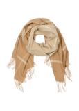 Beige checkered women's scarf SZADT-0100-82(Z24)