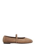 Women's suede ballet flats in cool beige BUTYD-1309-1K(Z26)