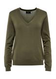 Women's V-neck sweater in khaki color SWEDT-0201-54(W25)