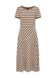 Midi dress in white and beige stripes SUKDT-0182-82(W25)