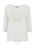 Women's cream blouse with welt BLUDT-0174-12(W24)