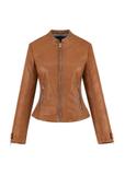 Cognac leather jacket for women KURDS-0473-1352(W24)