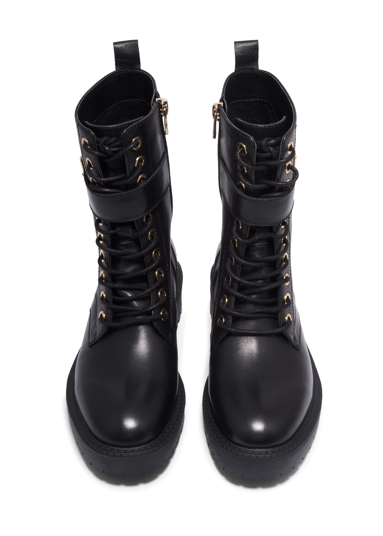Black leather women's ankle boots BUTYD-1311-99(Z26), front product view on white background.