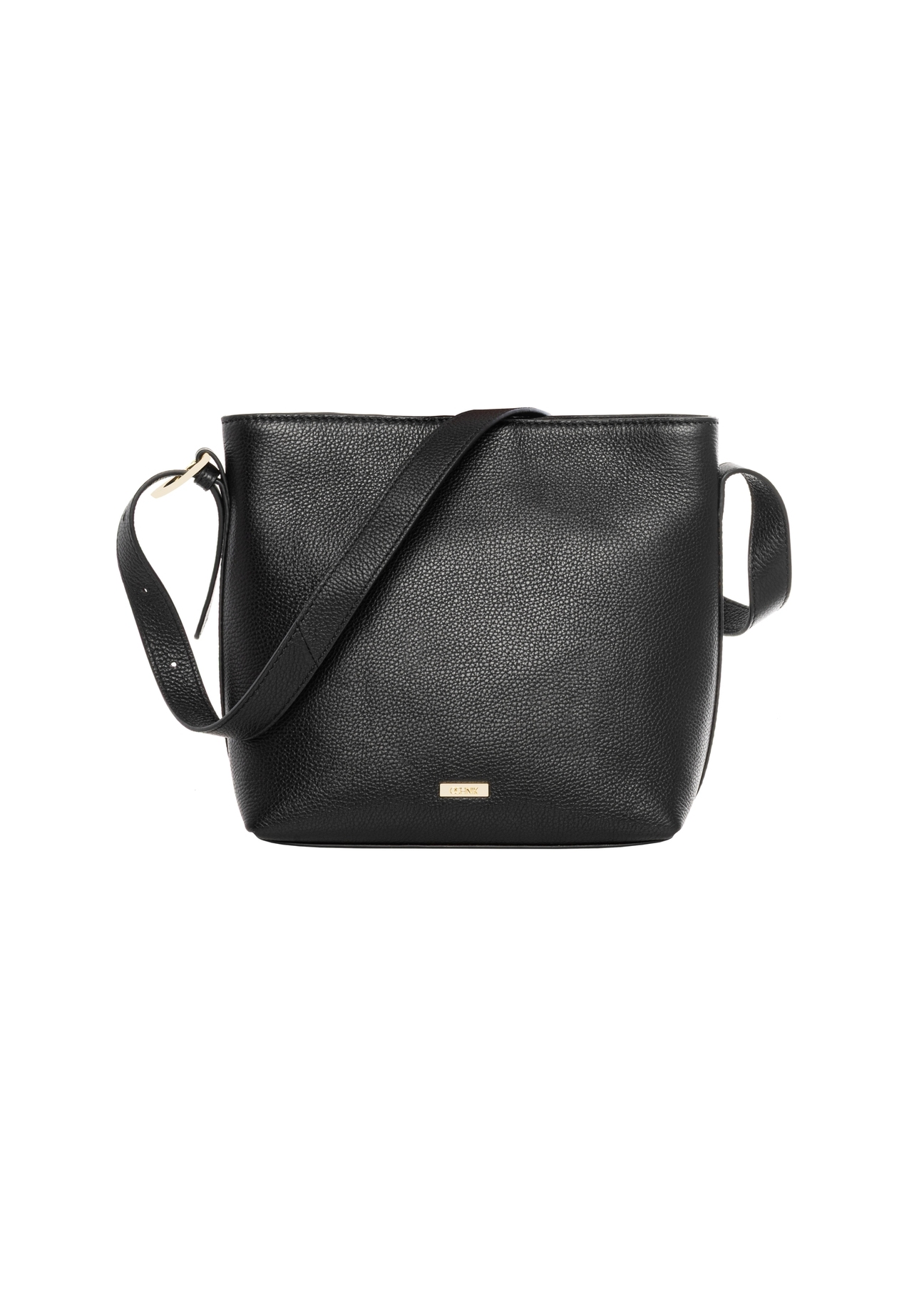 Black leather women's shoulder bag TORES-1386-9I(Z26), product view from the front on a white background.