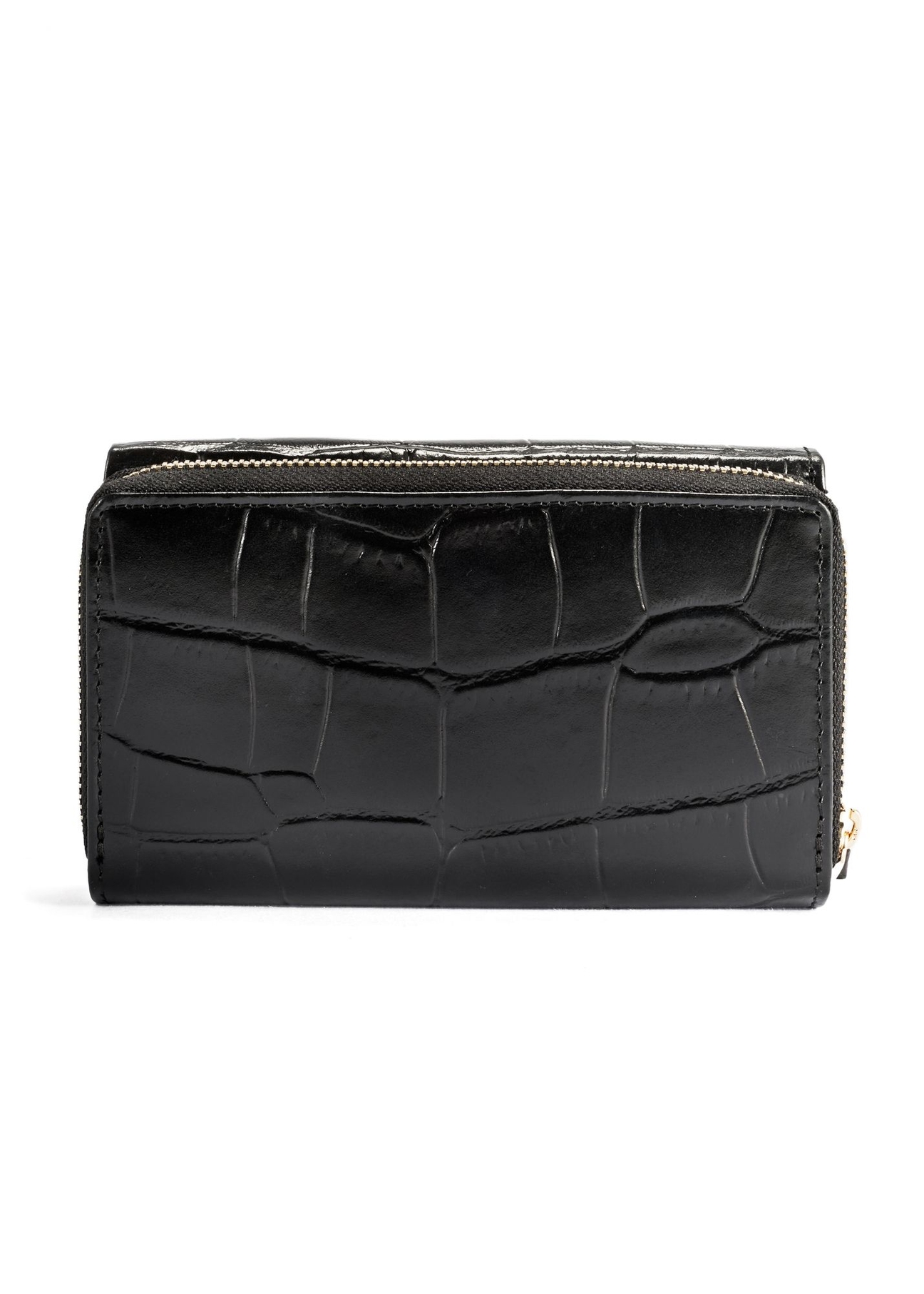 Medium croco leather women's wallet PORES-0907A-97(Z25), product view from the back on a white background.
